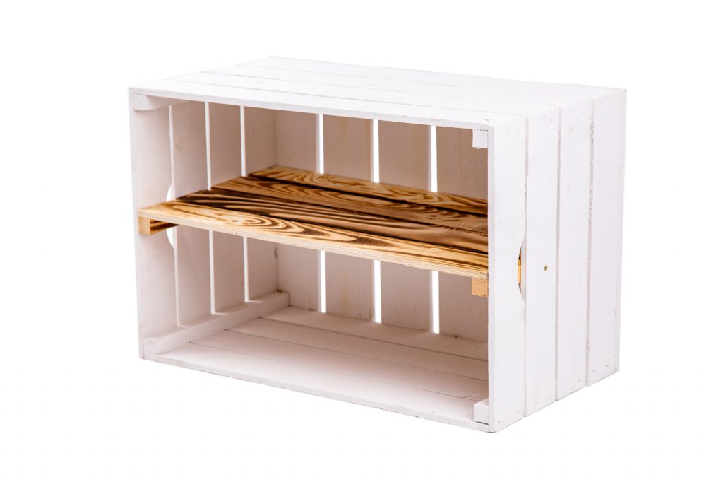 Obstkiste "Maxi" wei? + Mittelbrett geflammt