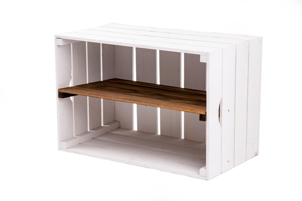 Obstkiste "Maxi" wei? + Mittelbrett dunkel gebeizt