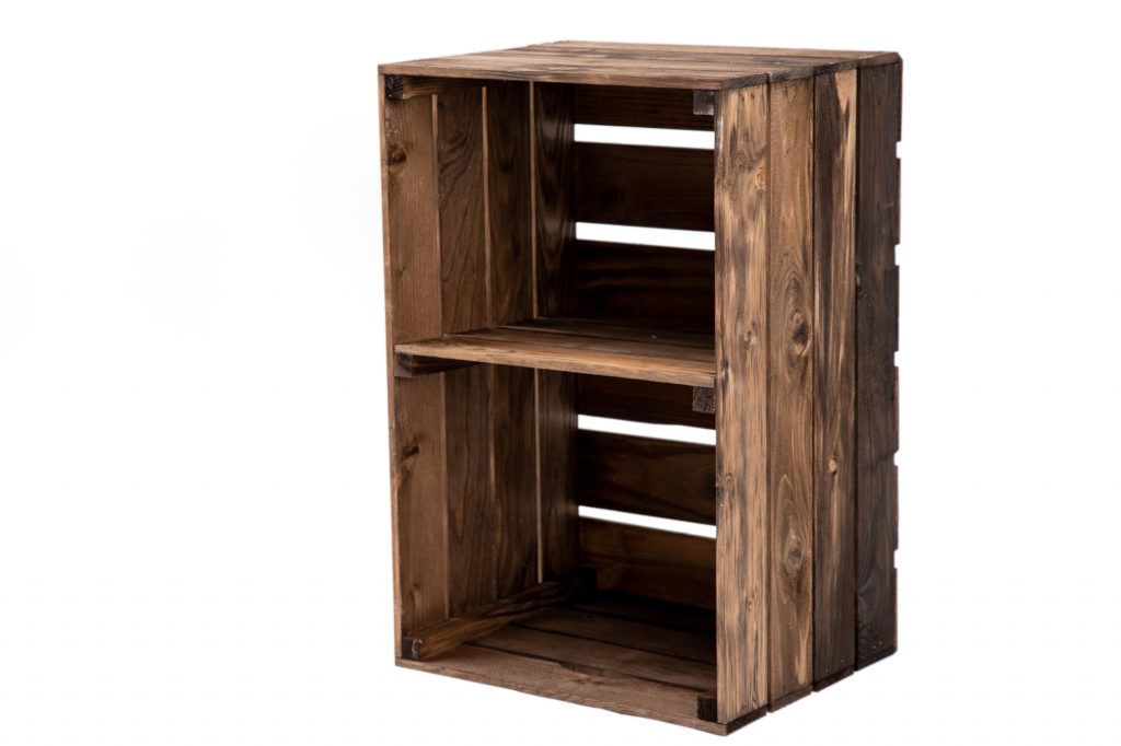 Obstkiste "Maxi" dunkel gebeizt + Mittelbrett hochformat