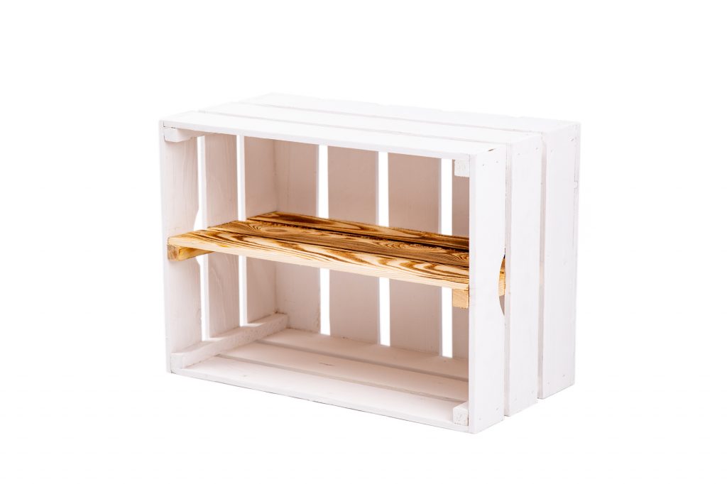 Weinkiste "Johnny" wei? + Mittelbrett geflammt