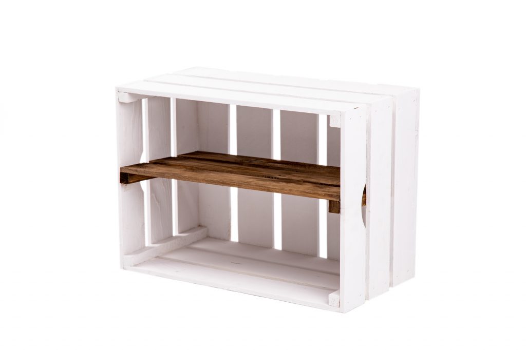 Weinkiste "Johnny" wei? + Mittelbrett dunkel gebeizt