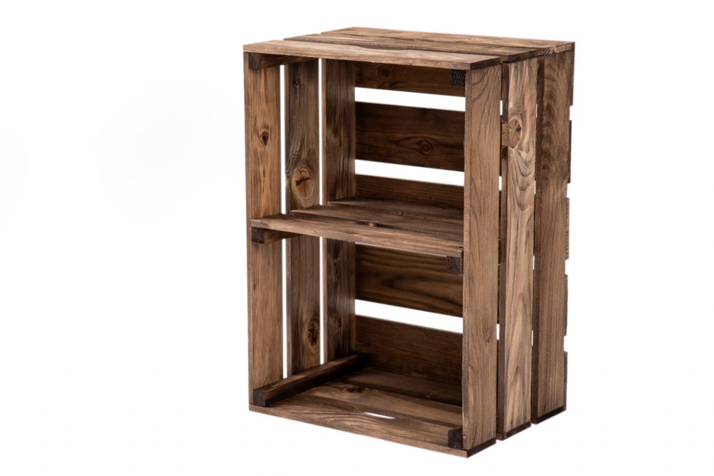 Weinkiste "Johnny" dunkel gebeizt + Mittelbrett hochformat