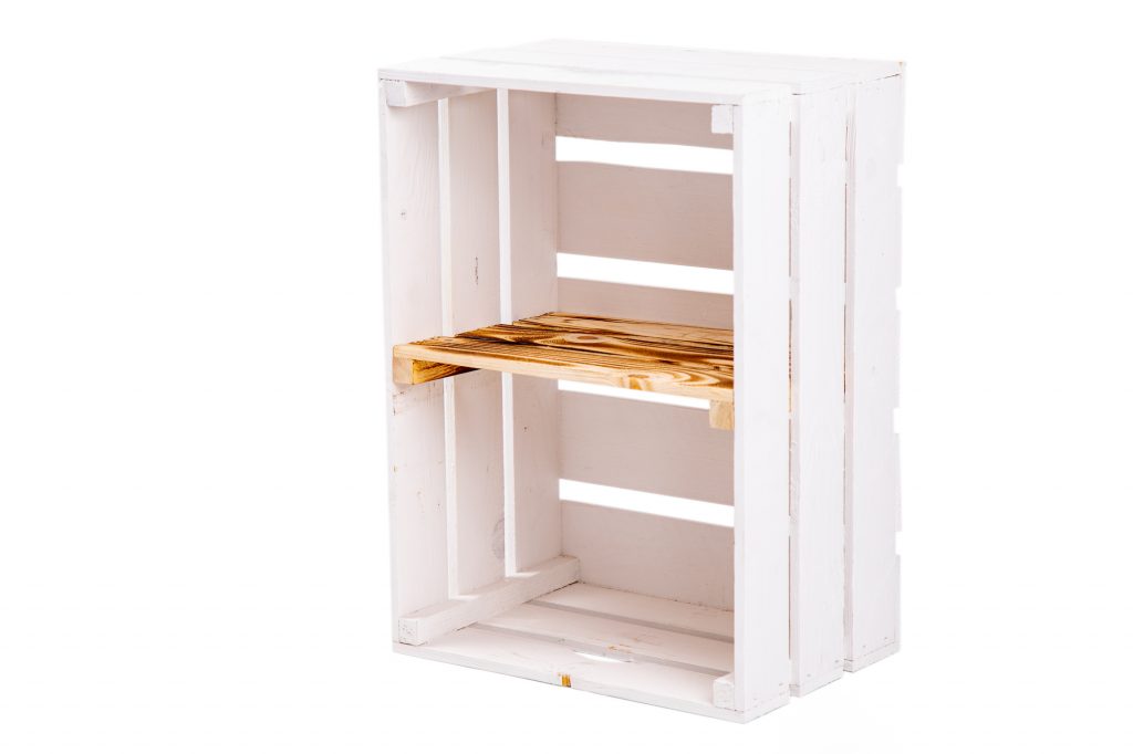 Weinkiste "Johnny" wei? + Mittelbrett hochformat geflammt