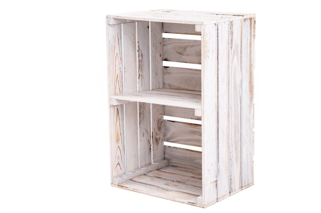 Obstkiste "Maxi" vintage wei? + Mittelbrett hochformat